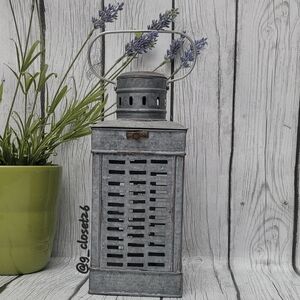 Rustic Gray Metal Lantern